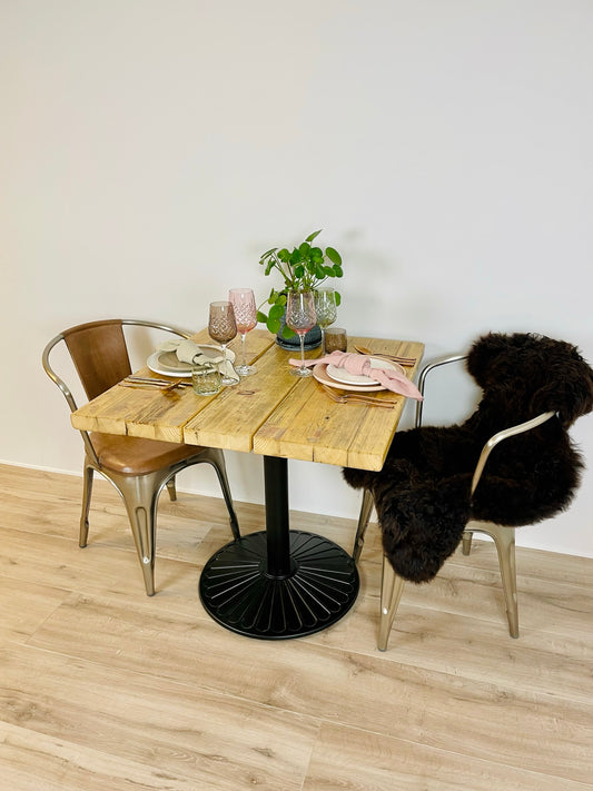 Cafe table made of reclaimed wood