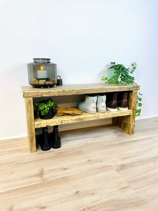 Emma shoe bench made of reclaimed wood